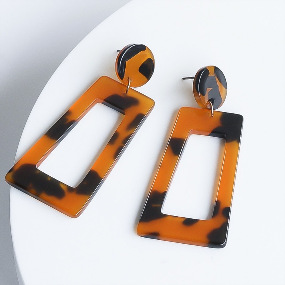 2/$35🖤 Anthropologie Tan Tortoise Animal Print Geometric Cutout Drop Ear…